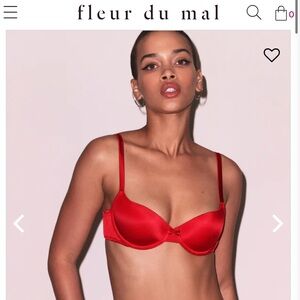 Fleur du Mal Red Satin Underwire Bra